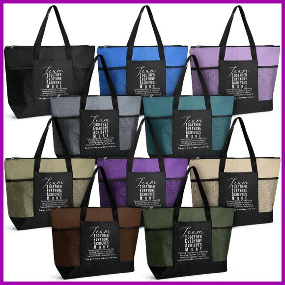 10 Pack Large Capacity Oxford Tote Bags with Inspirational Quotes - Picture 1 of 8